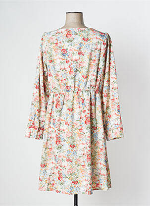 Robe mi-longue imprimé fleurs manches longues beige EMI-JO femme