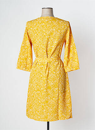 Robe mi-longue imprimé fleurs manches 3/4 jaune DAMART femme