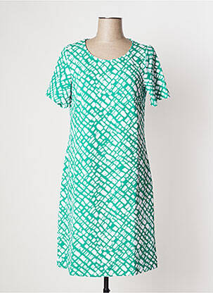 Robe mi-longue imprimé fantaisie manches courtes vert DAMART femme