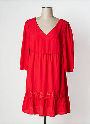 Robe courte manches 3/4 manches 3/4 rouge BLANCHEPORTE femme