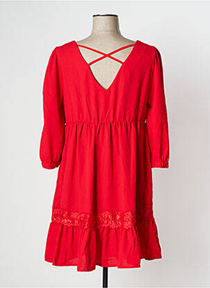 Robe courte manches 3/4 manches 3/4 rouge BLANCHEPORTE femme
