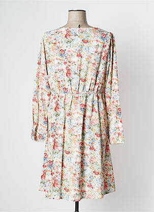 Robe mi-longue imprimé fleurs manches longues beige EMI-JO femme