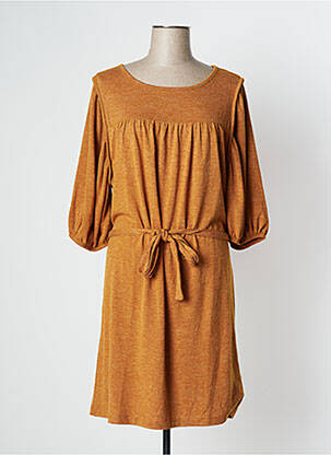 Robe mi-longue manches 3/4 manches 3/4 jaune BONOBO femme