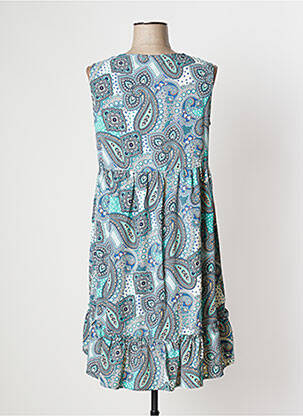 Robe mi-longue coupe fluide sans manche vert EMI-JO femme