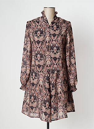 Robe courte manches longues manches longues beige LAAGAM femme