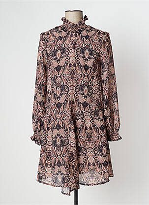 Robe courte manches longues manches longues beige LAAGAM femme