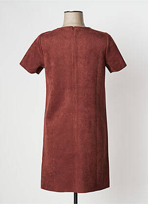 Robe courte fermeture zippée au dos manches courtes marron BONOBO femme