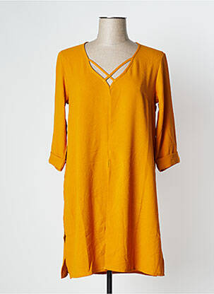 Tunique manches longues tissage crêpe jaune BLANCHEPORTE femme