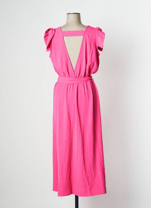 Robe longue manches courtes manches courtes rose EMI-JO femme