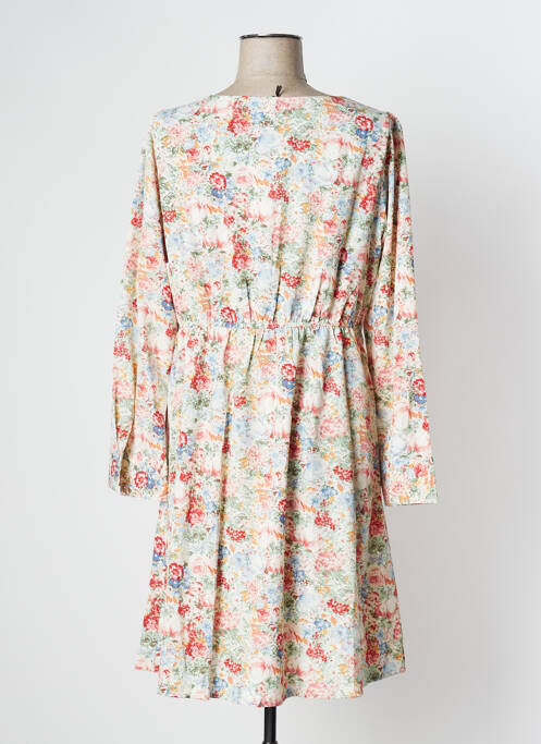 Robe mi-longue imprimé fleurs manches longues beige EMI-JO femme