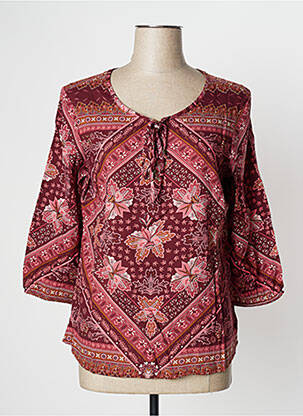 Blouse tissage popeline manches 3/4 rouge DAMART femme