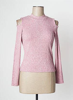 Pull tissage chiné manches longues rose CACHE CACHE femme
