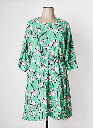 Robe mi-longue imprimé fleurs manches 3/4 vert DAMART femme
