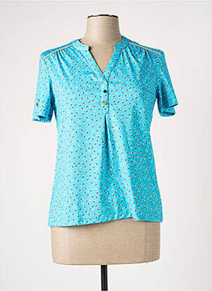 Blouse imprimé fantaisie manches courtes bleu DAMART femme