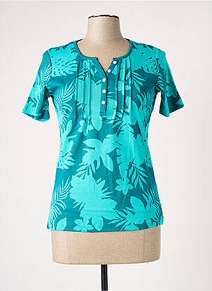 Blouse tissage popeline manches courtes bleu DAMART femme