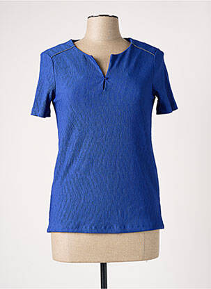 Blouse col rond manches courtes bleu DAMART femme