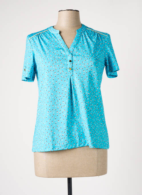 Blouse tissage popeline manches courtes bleu DAMART femme
