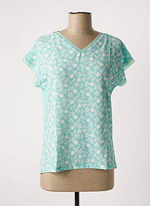 T-shirt col v manches courtes bleu DAMART femme