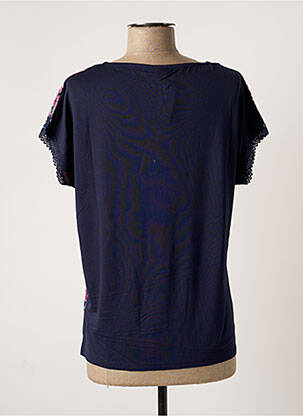 Top tissage crêpe manches courtes bleu DAMART femme