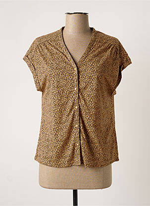 Chemisier coupe cintrée manches courtes beige CAMAIEU femme