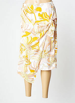 Jupe mi-longue taille élastique orange CAMAIEU femme