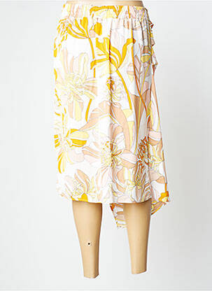 Jupe mi-longue taille élastique orange CAMAIEU femme