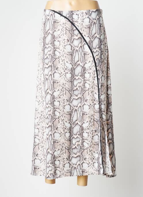 Jupe longue fermeture zippée au dos rose CAMAIEU femme