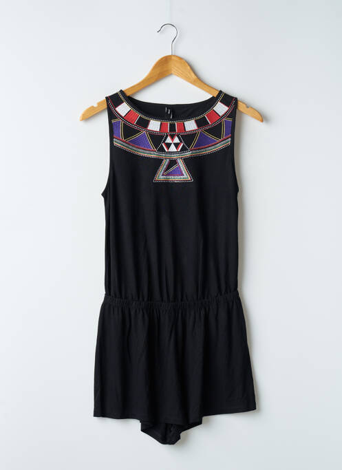 Combishort fermeture boutonnée sur le devant sans manche noir UNDIZ femme