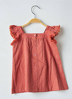 Robe mi-longue col carré manches courtes orange DU PAREIL AU MÊME fille