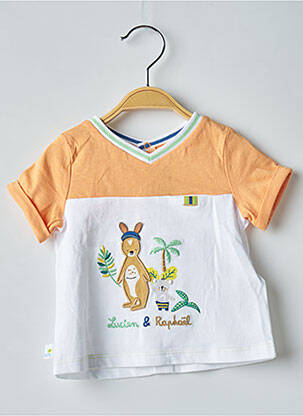 T-shirt fermeture zippée à l'épaule manches courtes orange SERGENT MAJOR garcon