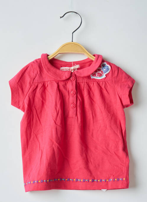 T-shirt col claudine manches courtes rose DU PAREIL AU MÊME fille