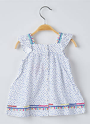 Robe mi-longue col carré manches courtes blanc DU PAREIL AU MÊME fille