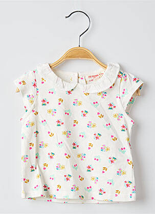 T-shirt fermeture boutonnée au dos manches courtes beige DU PAREIL AU MÊME fille