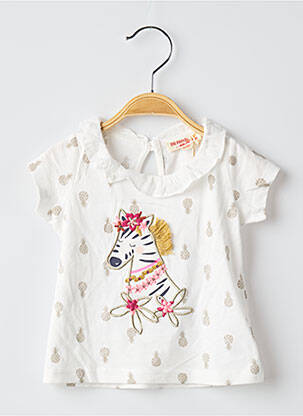 T-shirt fermeture boutonnée au dos manches courtes blanc DU PAREIL AU MÊME fille
