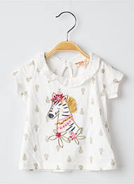 T-shirt fermeture boutonnée au dos manches courtes blanc DU PAREIL AU MÊME fille