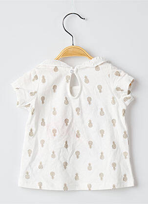 T-shirt fermeture boutonnée au dos manches courtes blanc DU PAREIL AU MÊME fille