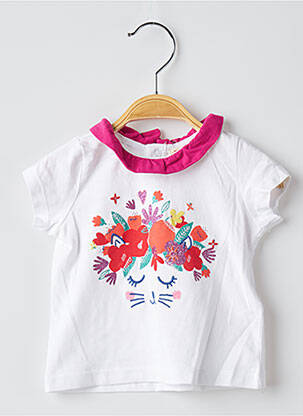 T-shirt fermeture pressionnée manches courtes blanc DU PAREIL AU MÊME fille