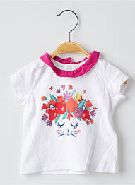 T-shirt fermeture pressionnée manches courtes blanc DU PAREIL AU MÊME fille