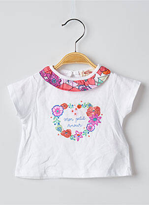 T-shirt fermeture boutonnée au dos manches courtes blanc DU PAREIL AU MÊME fille