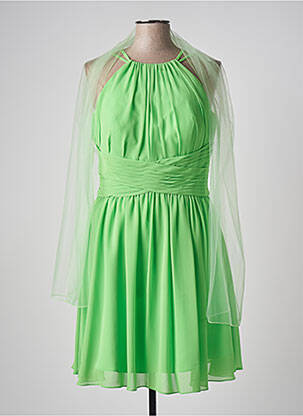 Robe mi-longue tissage crêpe sans manche vert FASHION NEW YORK femme