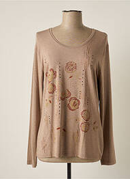 Top tissage jersey manches longues beige JEAN DELFIN femme