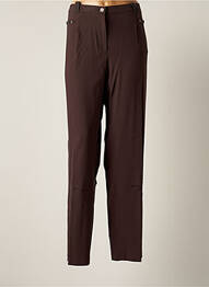 Pantalon droit fermeture zippée sous rabat boutonné taille normale marron CHRISTINE LAURE femme
