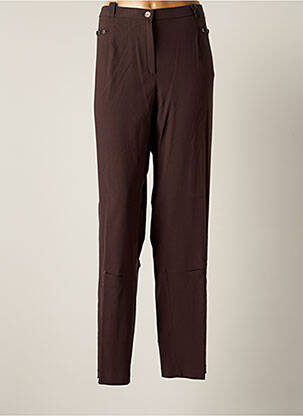 Pantalon droit fermeture zippée sous rabat boutonné taille normale marron CHRISTINE LAURE femme