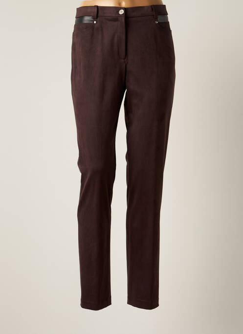 Pantalon slim taille élastique taille normale marron CHRISTINE LAURE femme