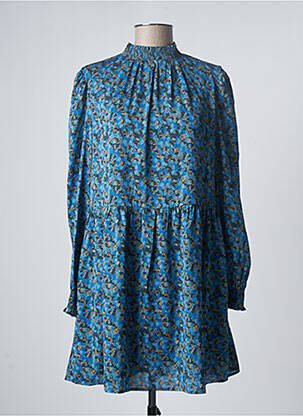 Robe courte manches longues manches longues bleu ARTLOVE femme