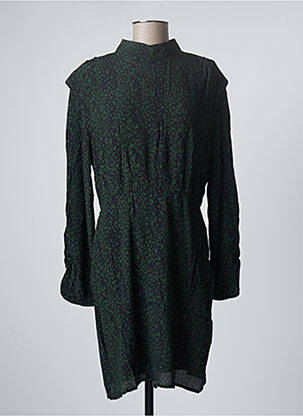 Robe mi-longue tissage crêpe manches longues vert LA PETITE ETOILE femme