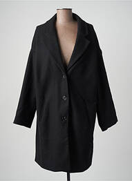 Manteau long fermeture boutonnée sur le devant sans capuche noir LA PETITE ETOILE femme