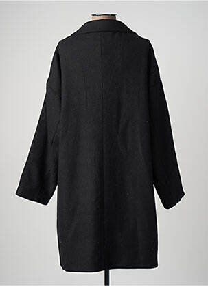 Manteau long tissage laine bouillie sans capuche noir LA PETITE ETOILE femme
