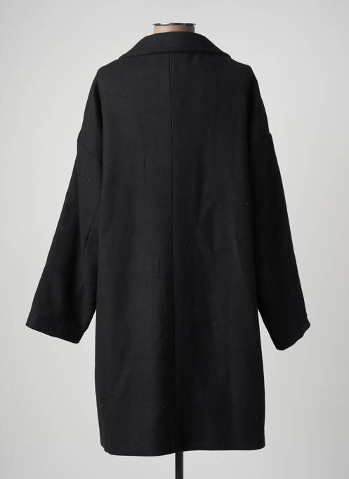 Manteau long tissage laine bouillie sans capuche noir LA PETITE ETOILE femme