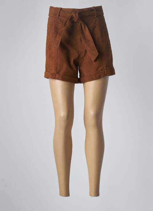 Short fermeture zippée sous rabat avec crochet taille normale marron LA PETITE ETOILE femme